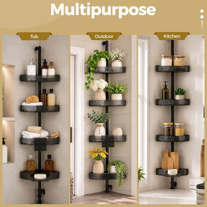 Corner Shower Caddy, Adjustable 4-Tier Rustproof Bathroom Organizer Shelves, 45-75 Inch No-Drill Quick Installation Bathtub Corner Shelf7