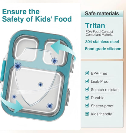 Stainless Steel Bento Lunch Box, Blue, 3.3Cups4