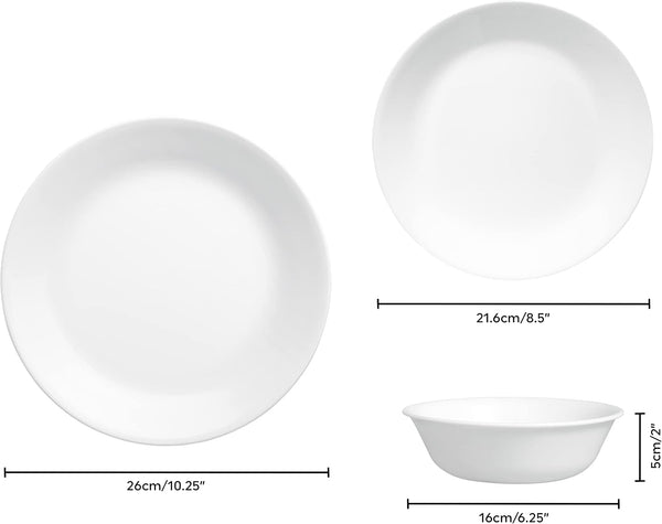 Dinnerware Set (12Pc Set, Winter Frost White)-Dinner Set for 4 | 4 X Dinner Plates, Side Plates & Bowls2
