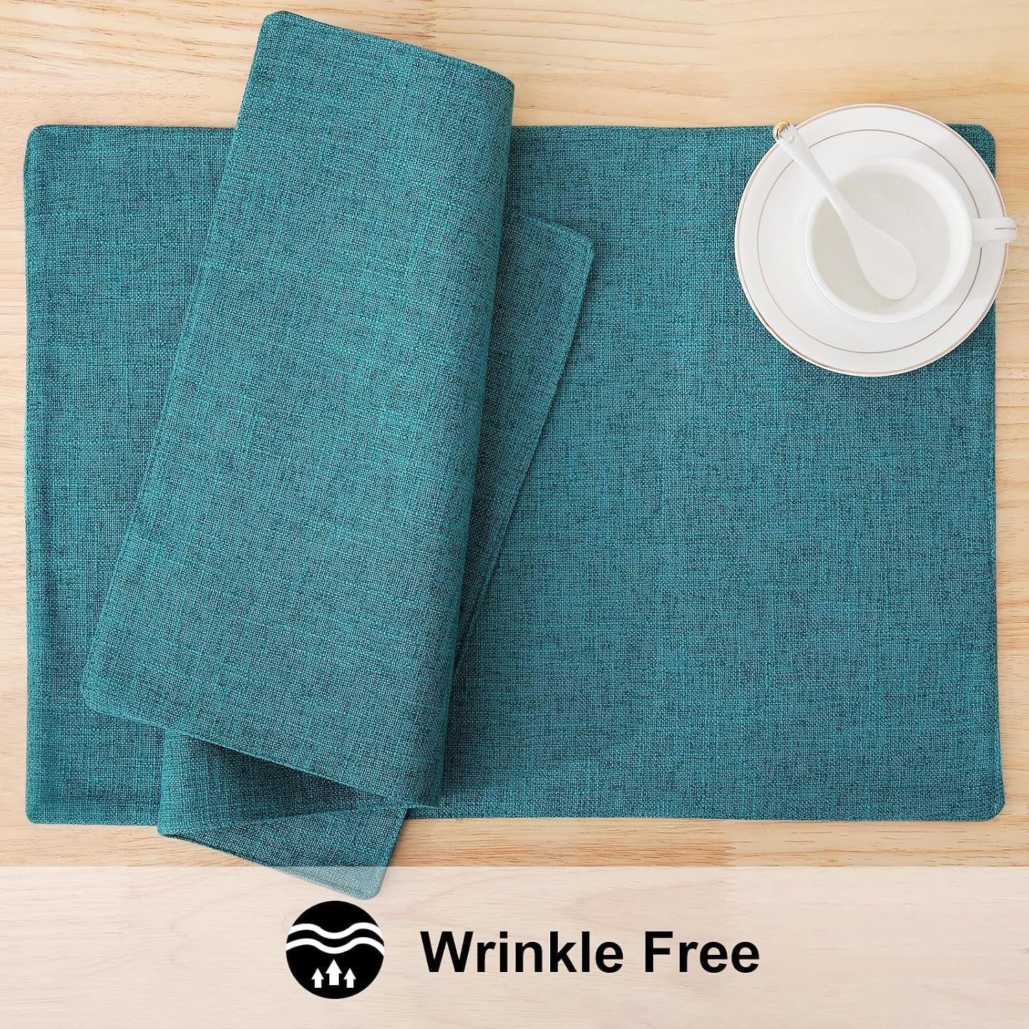 faux-cotton-linen-placemats-set-of-6-cloth-washable-farmhouse-dining-table-mats-for-indoors-outdoors-easy-to-clean-teal-13-x-19-inch