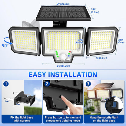 Solar Motion Sensor Lights Outdoor, 3000LM 282 Leds Security Lights, 2 Pack7