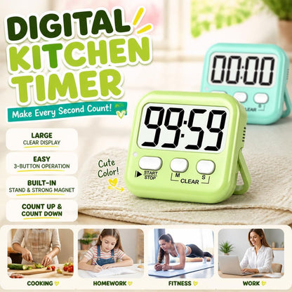 2 Pack Digital Timer for Kids Classroom Kitchen Timers for Cooking | W/ Battery, Easy to View, Alarm, Mute Mode, Count Down/Up, Magnetic, Kickstand, Hanging, Classroom Timer for Teacher Supplies2