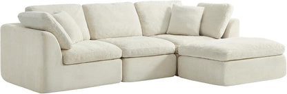 CHITA 108" Cloud Sectional Couches for Living Room, Boneless L-Shape Sofa with Ottoman, 3 Seater Modular Sectional Sofa, Cream5