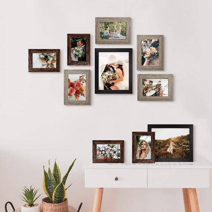 Picture Frames Collage Wall Decor 10-Pack, Gallery Wall Frame Set with 8X10 5X7 4X6 Frames in 3 Different Finishes4