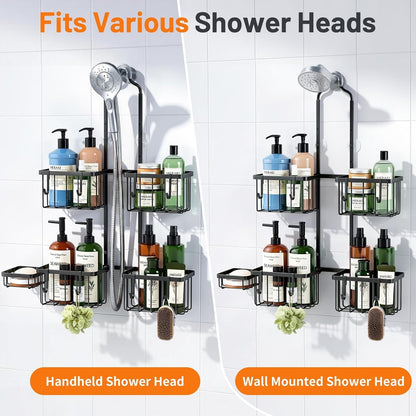 Shower Caddy Hanging Overhead, Shower Organizer Hanging, Black3