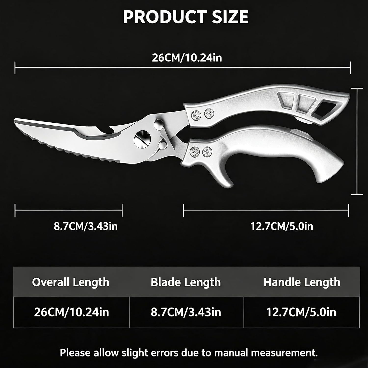 1-pack-duty-stainless-steel-kitchen-scissors-professional-cooking-shears-poultry-shears-with-safety-lock-design-easily-cuts-bones-ideal-for-bones-turkey-meat-fish-and-vegetables