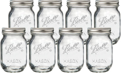 Regular Mouth Pint 16Oz. Glass Mason Jar with Lids and Bands, 8 Count1