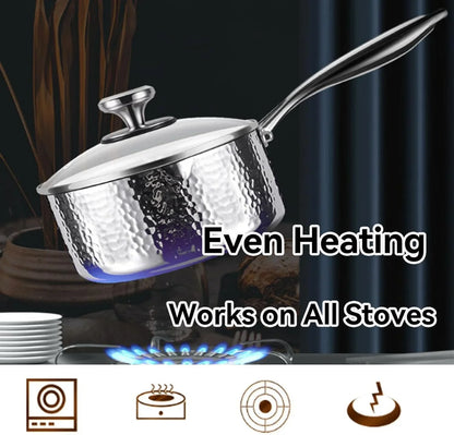 Titanium Saucepan, Non-Stick Pan Pot with Lid, Titanium Pans for Cooking, Fast & Even Heating, Dual-Pour Spouts Design, Compatible with All Cooktops,With Lid,7.08In6