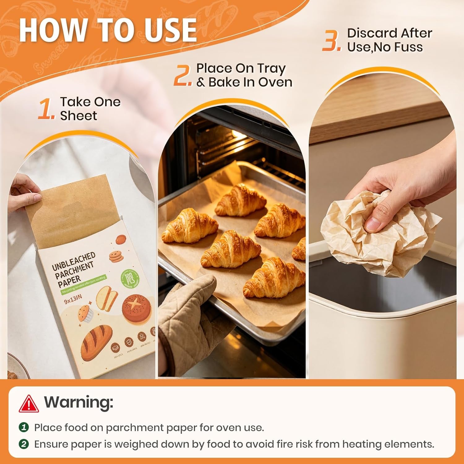 100pcs-9x13-inch-unbleached-parchment-paper-for-cooking-baking-natural-wood-pulp-food-grade-non-stick-waterproof-oilproof-pre-cut-sheets-for-steaming-grilling-air-fryer-oven-microwave