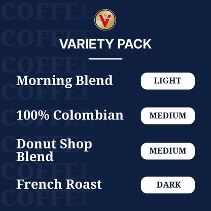 Variety Pack (Morning Blend, 100% Colombian, Donut Shop Blend, and French Roast), 42 Count, Single Serve Coffee Pods for Keurig K-Cup Brewers | 100% Arabica Beans, Compatible with Keurig 2.0, Light to Dark Roast Range, 90-150 Mg Caffeine per Serving, Kosher-Ou2