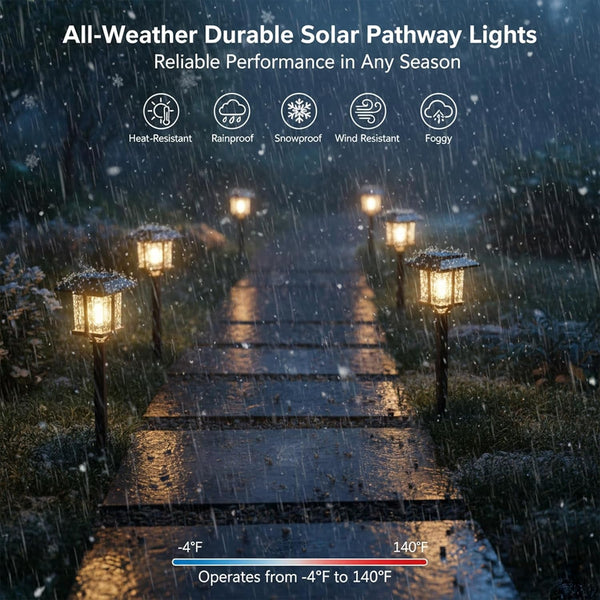 Solar Pathway Lights Outdoor 4 Pack, Warm White Solar Garden Lights9