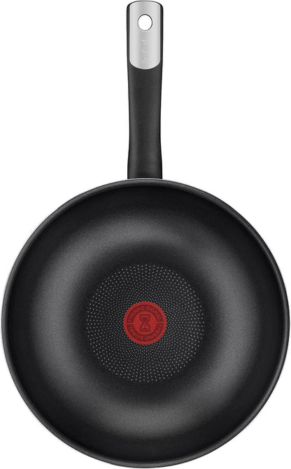 Tefal C38819 Hard Titanium Essential Wok Pan 28 Cm | Non-Stick Coating with Titanium Particles | Thermal Signal Temperature Indicator | Dishwasher Safe | Made in France | Black2