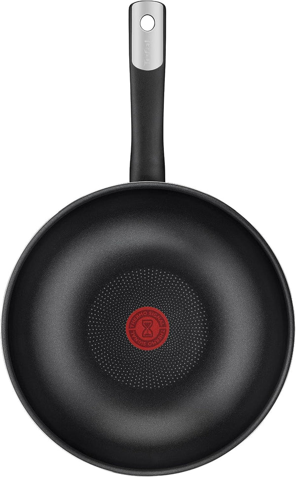 Tefal C38819 Hard Titanium Essential Wok Pan 28 Cm | Non-Stick Coating with Titanium Particles | Thermal Signal Temperature Indicator | Dishwasher Safe | Made in France | Black2