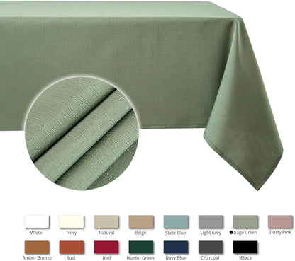 Rectangle Slubby Textured Tablecloth Waterproof Spillproof Wrinkle Free Table Cloth, Kitchen Dining Room Decoration, Fabric Table Cover for Holiday Party Dinner, 52 X 70 Inch, Sage Green4