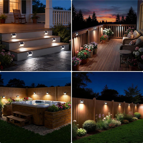 Solar Deck Lights Perfect for Fence, Step, Stair Decor-Cool White-8P3