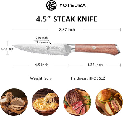 Steak Knives Set of 6 with Full Tang Rosewood Handle | Razor-Sharp Serrated Steak Knives, High Carbon Stainless Steel Dinner Knives, Premium Gift2