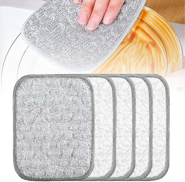 Multipurpose Wire Dishwashing Rags for Wet and Dry, Reusable Wire Miracle Cleaning Cloths, round Wire Washing Cloth, Non Scratch Wire Dishcloth for Kitchen, Sinks, Pots, Pans (5PCS)1