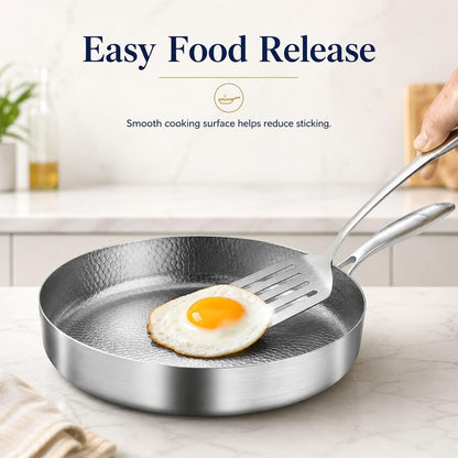 Titanium Hammered Pan Pro with Lid, Multifunctional Ultra-Durable Scratch-Resistant Non Stick, Even Heating for Cooking, Titaniums Nutri Pans Compatible with All Cooktops,7.87In3