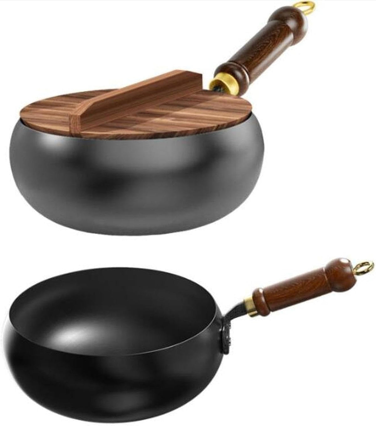 refined-iron-wok-with-wood-handle-and-glass-lid-9-45-in-flat-bottom-nonstick-stir-fry-pan-for-gas-induction-and-all-stovetops