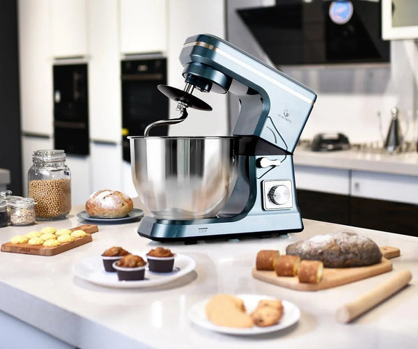 Stand Mixer,5.3-Qt & 500W & 6+P Speed MK36 Tilt-Head Kitchen Electric Food Mixers Home Baking Dough Machine with Accessories (Gray Blue)6