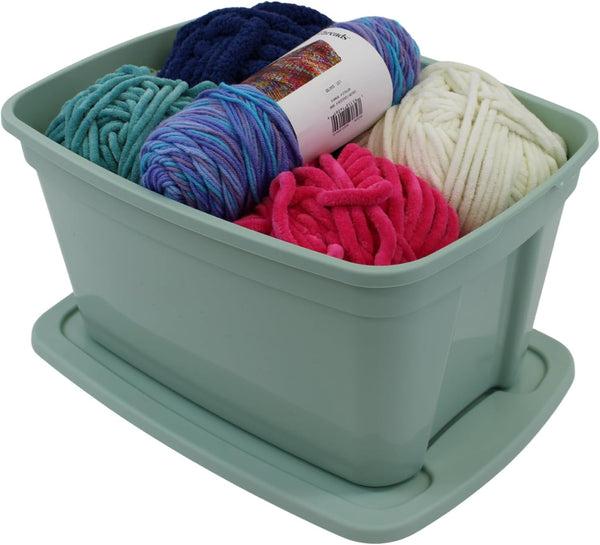 Edge Plastics Classic Storage Tote, Durable Storage in for Home or Garage with Secure Snap Lid Designed for Stacking (6, Light Green, 5 Gallon)4