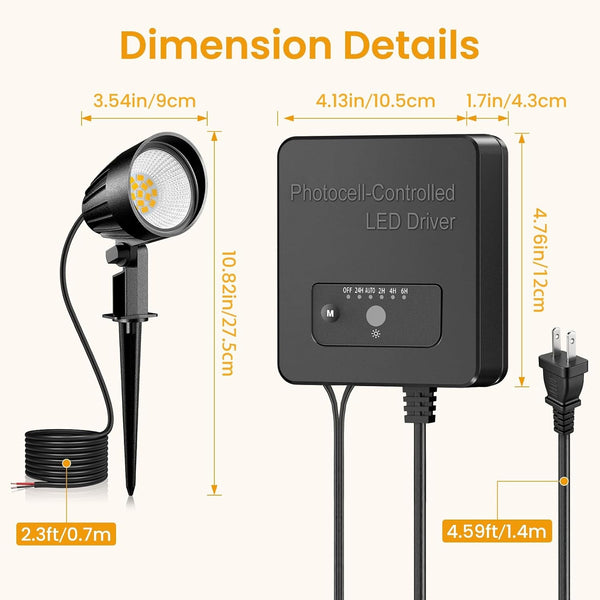 12W Low Voltage Landscape Lighting Kit, Outdoor Spotlight Yard 8Pack7