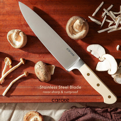 11-Piece Kitchen Knife Set with Magnetic Wood Block, Beige4