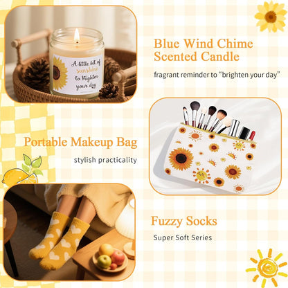 10Pcs Sunshine Gift for Women - Unique Care Package with Sunflower Gifts, Friendship Box of Sunshine for Mom Sister Wife, Get Well Soon & Birthday Present, Self Care Basket for Women Recovery6