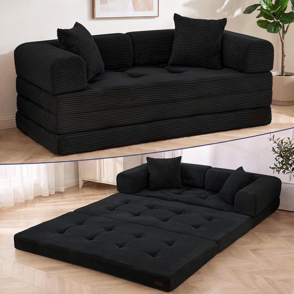 Convertible Sofa Bed, Floor Sofa Couch with L-Shaped Backrest1