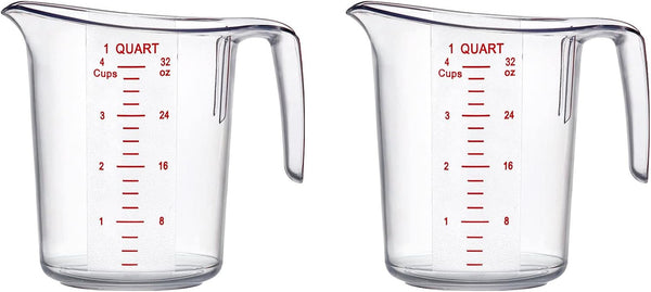 '- Melissa - 32-Ounce Plastic Measuring Pitcher (2-Pack), 4-Cup (1-Quart) Food-Grade Measuring Jug, Unbreakable, Stackable, Dishwasher-Safe, Great for Oil, Vinegar, Flour, and More4