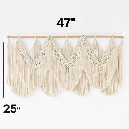 Macrame Wall Hanging Wedding Hanger Tassel Knotting Boho Decor 47"W*25"L | Cotton Rope, Bedroom Wall Art, Dorm Room Accent, Apartment Decor, Home Interior, Wedding Backdrop, Housewarming Gift5