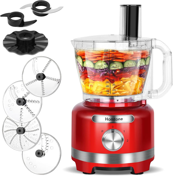 Food Processor 16 Cup Red, 9-In-1 Veggie Chopper for Home Meal Prep | Large Food Processor, Shred, Slice, French Fries Cut, Cheese Grate, Meat Chop, Dough Knead, Emulsify, for Salad, Salsa, Bread1