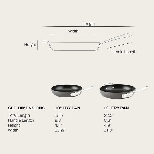 All-Clad E1002S63 HA1 Hard Anodized Nonstick Fry Pan Cookware Set, 10 Inch and 12 Inch Fry Pan, 2 Piece, Grey | Versatile Frying Pans Set with Glass Lids, Scratch-Resistant Exterior, Dishwasher Safe, Oven Safe up to 500°F4