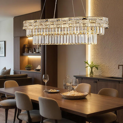 34.3" L Modern Crystal Chandeliers for Dining Room 12 Lights Gold Chandelier Large Luxury Chandelier Pendant Light Fixture, Kitchen Island,Entryway,Living Room 34.3" L X 8.7" H2