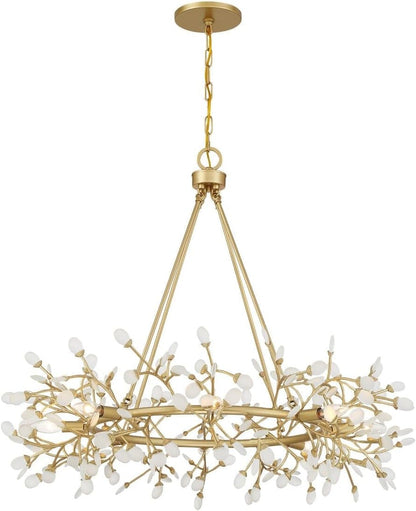 1-9855-8-328 Once Coastal Organic Frosted Sea Glass Jewelry-Like round Chandelier by Breegan Jane, 8-Light 480 Total Watts, 32" H X 36" W, Spun Gold5