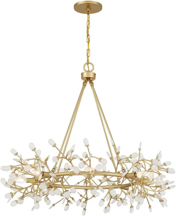 1-9855-8-328 Once Coastal Organic Frosted Sea Glass Jewelry-Like round Chandelier by Breegan Jane, 8-Light 480 Total Watts, 32" H X 36" W, Spun Gold5