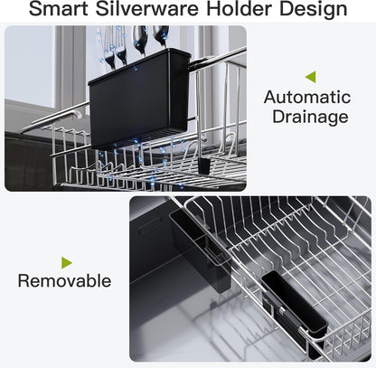 Dish Drying Rack in Sink, Dish Drainer with Cup and Utensil Holder9