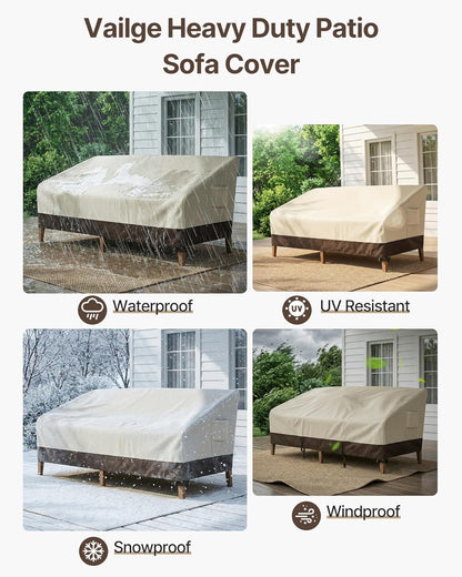 Patio Sofa Cover 3-Seater & Outdoor Couch Cover Waterproof | Heavy Duty 600D Oxford Patio Outdoor Furniture Covers Waterproof with Windproof Straps and Vents,Fits 79"X37"X35" Patio Sofa6