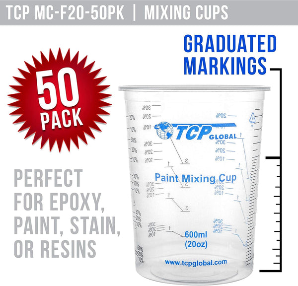 20 Oz. (600Ml) Graduated Plastic Mixing Cups - Box of 502