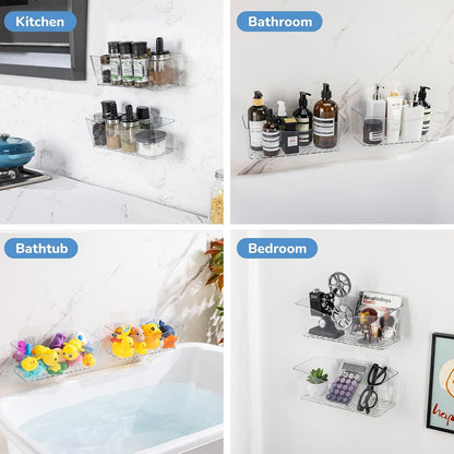 Bath Toy Storage Holder, 2 Pack Clear Bathtub Organizer8