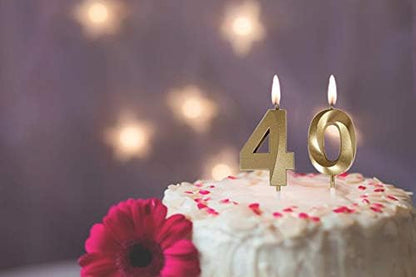 40Th Birthday Candles,Gold Number 40 Cake Topper for Birthday Decorations Party Decoration5