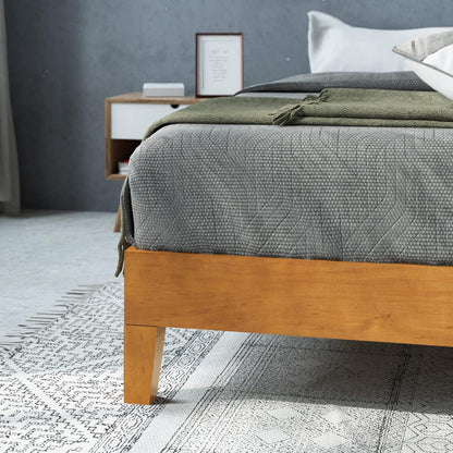 12 Inch Deluxe Wood Platform Bed / No Boxspring Needed / Wood Slat Support / Rustic Pine Finish, Queen (OLB-PWPBBO-12Q)4