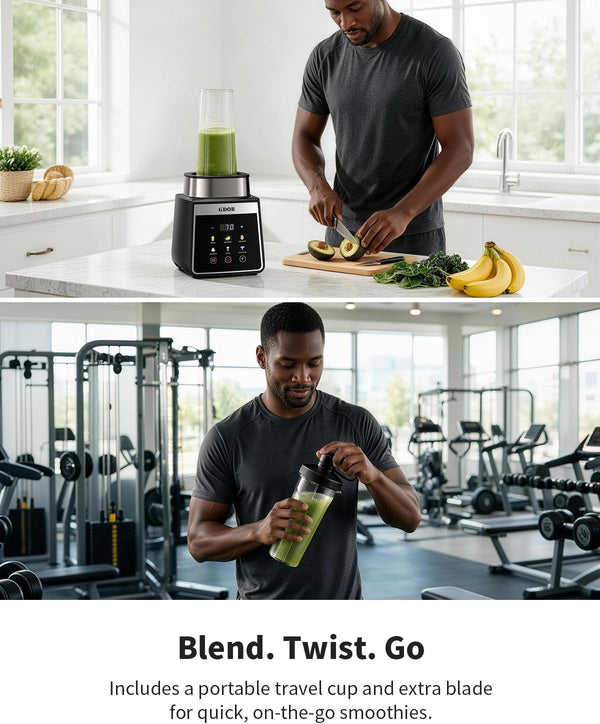 Blender, Auto-Program Smoothie Blender, Crush Ice,1300W | Professional Smoothie Maker with 6 One-Touch Presets, 74Oz XL Family-Size Blender for Smoothie,22Oz On-The-Go Cup, Auto-Clean5