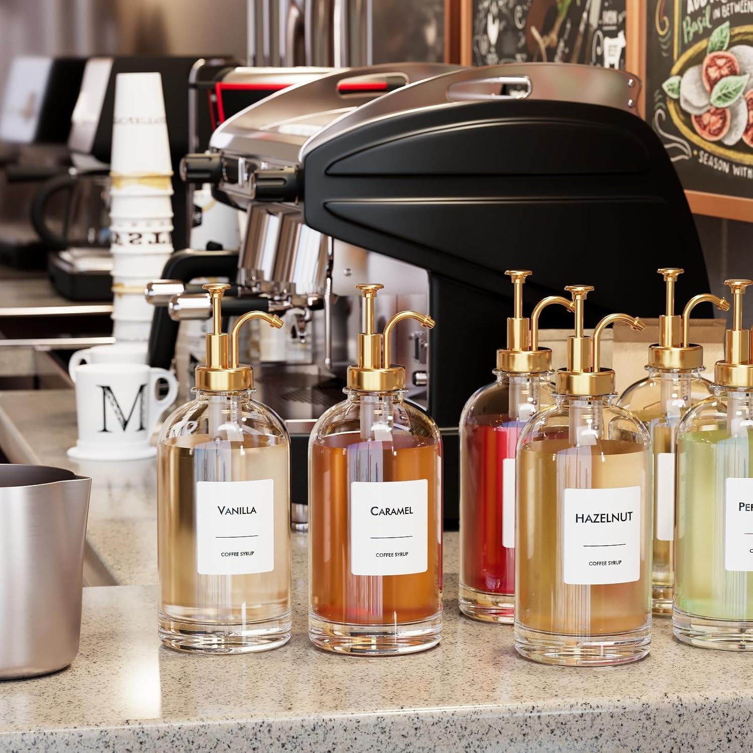 16-9-oz-500-ml-coffee-syrup-dispenser-set-4-glass-bottles-with-gold-pumper-and-syrup-labels-precise-dispensing-and-stylish-addition-to-coffee-shop-cafe-or-home-bar