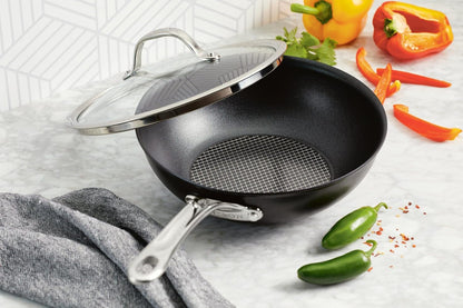 X Seartech Aluminum Nonstick Cookware Stir Fry Wok with Lid, 10-Inch, Super Dark Gray5