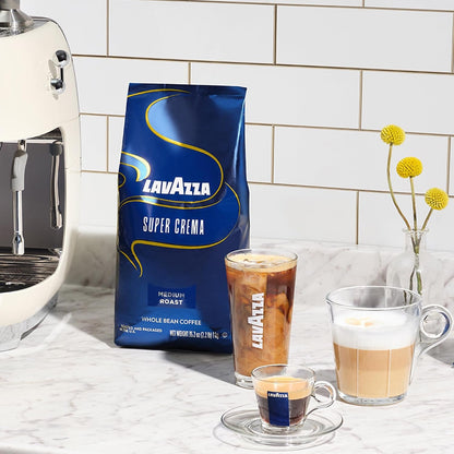 Lavazza Super Crema Whole Bean Coffee, Medium Espresso Roast, Arabica and Robusta Blend, 2.2 Lb Bag, Package May Vary (Pack of 1)10