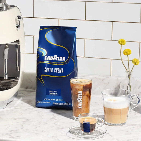 Lavazza Super Crema Whole Bean Coffee, Medium Espresso Roast, Arabica and Robusta Blend, 2.2 Lb Bag, Package May Vary (Pack of 1)10