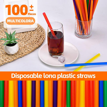 100PCS Jumbo Smoothie Straws | (0.4" Diameter X8.3"Long) Colorful Disposable Plastic Large Wide-Mouthed Straw3