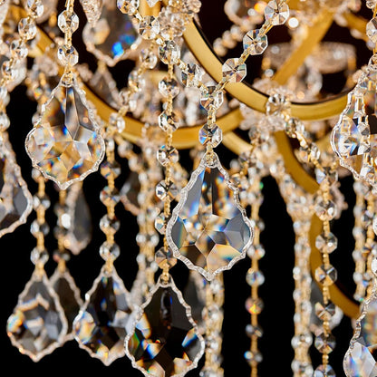 24 Lights Large Crystal Chandeliers for High Ceilings Brass Maria Theresa Chandelier Modern Chandelier Light Fixture for Foyer Living Room Hallway Entryway Staircase 55.1" H X 39.4" D5