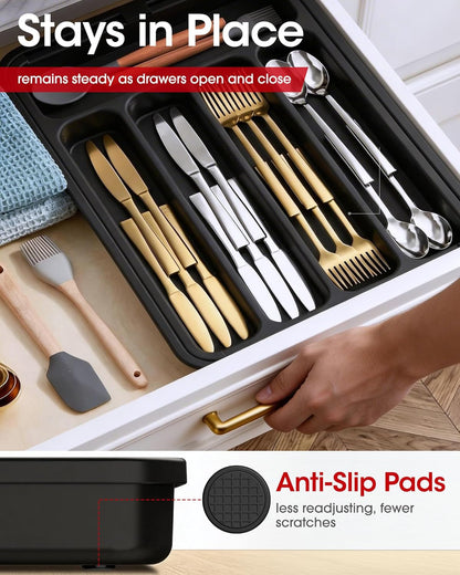 Silverware Drawer Organizer, Adjustable Utensil Cutlery Tray7